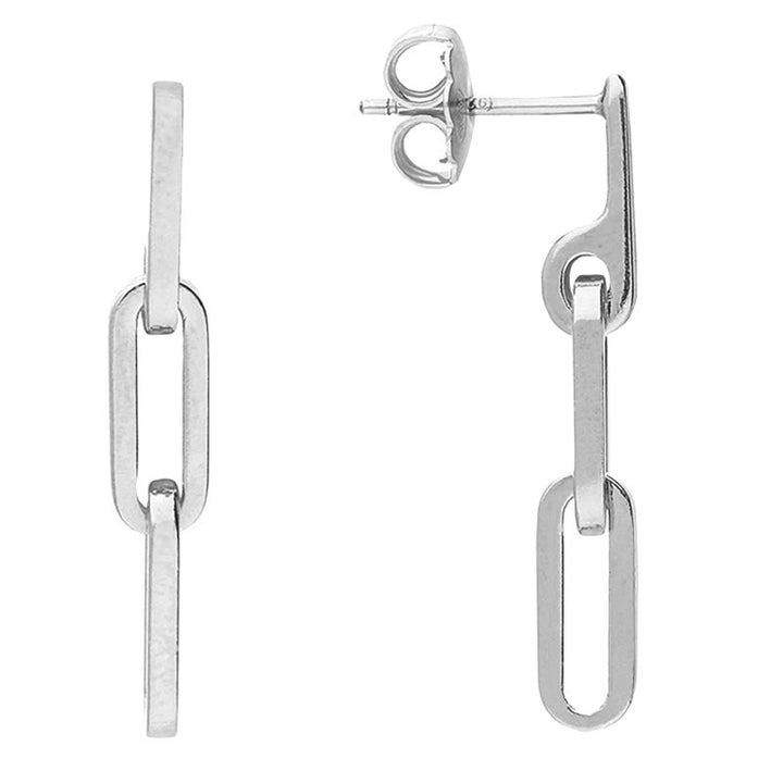 Sterling Silver Oval Chain Link Drop Earrings