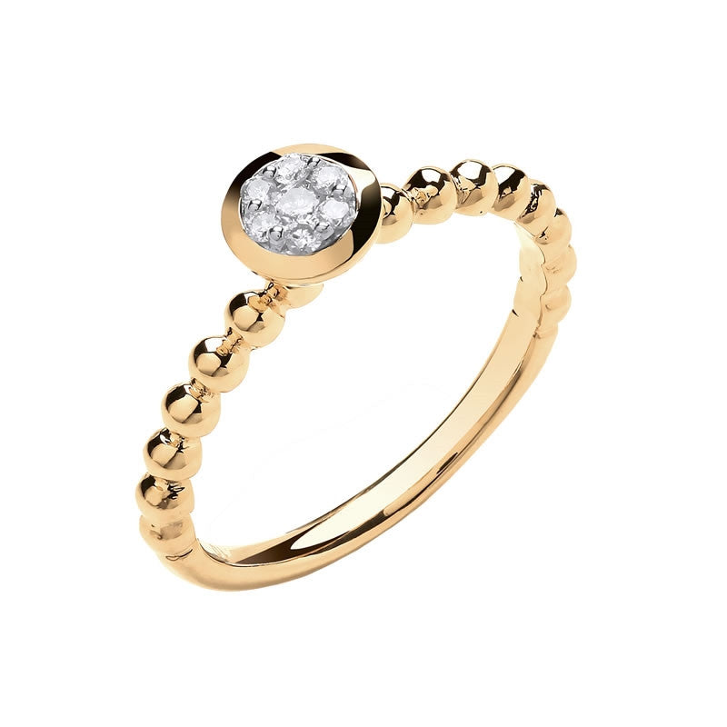 9ct Gold Beaded Diamond Ring