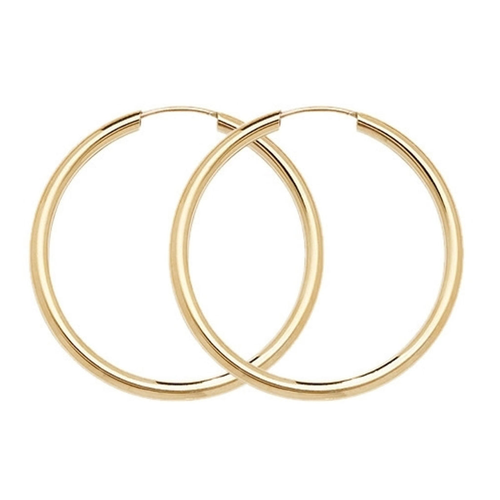 2mm Gold Tube Hoop Earrings 14K Yellow Gold / 15mm (0.60) Diameter by Baby Gold - Shop Custom Gold Jewelry