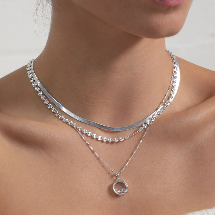 Sterling Silver Sparkle Disc Chain