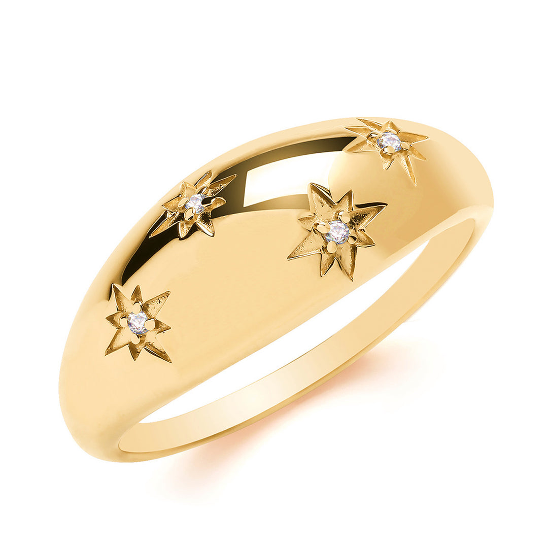 18ct Gold Plated Sparkling Star Dome Ring