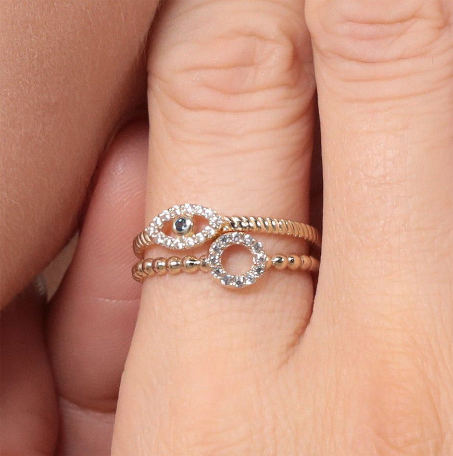Zircon Turkey Round Evil Eye Rings For Women Adjustable Evil Eye Open Ring  Female Engagement Wedding Christams Jewelry Gift 2023