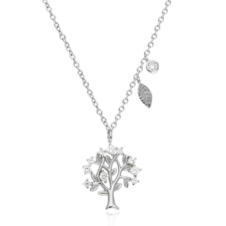 Silver Tree of Life Leaf Charm Necklace