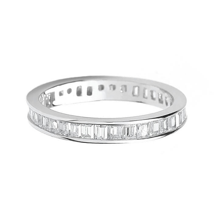 Silver Baguette Cut Cubic Zirconia Full Eternity Ring