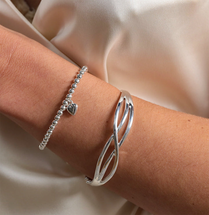 Sterling Silver Solid Crossover Weave Bangle