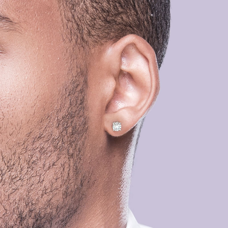Men's 9ct White Gold Diamond Stud Earring