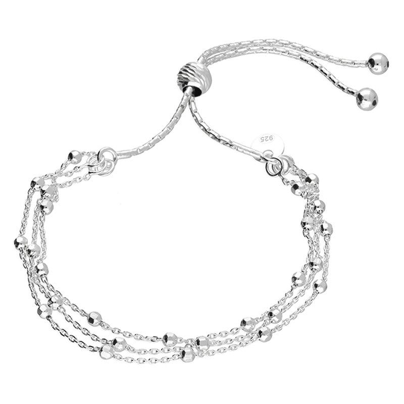 Sterling Silver Adjustable Multi-Strand Bead Bracelet
