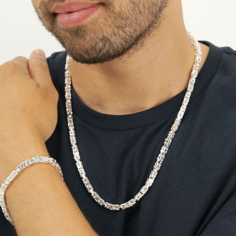 Byzantine Mens Heavy Silver Chain Men's Solid Silver Byzantine