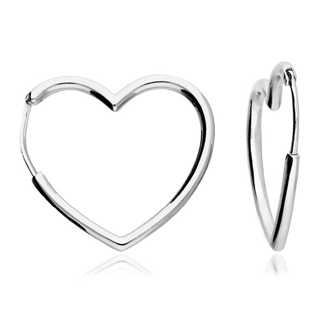 Sterling Silver Heart Hoop Earrings