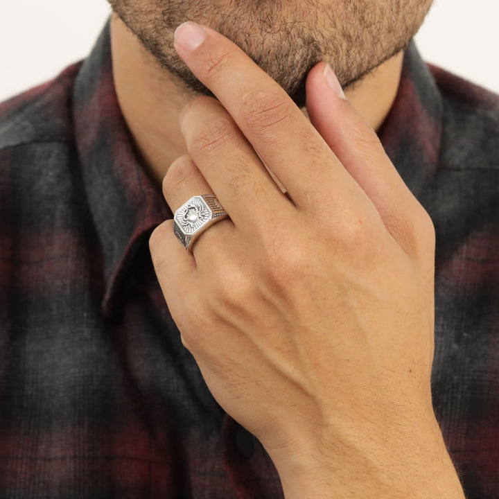 Men's Sterling Silver Cancer Signet Ring