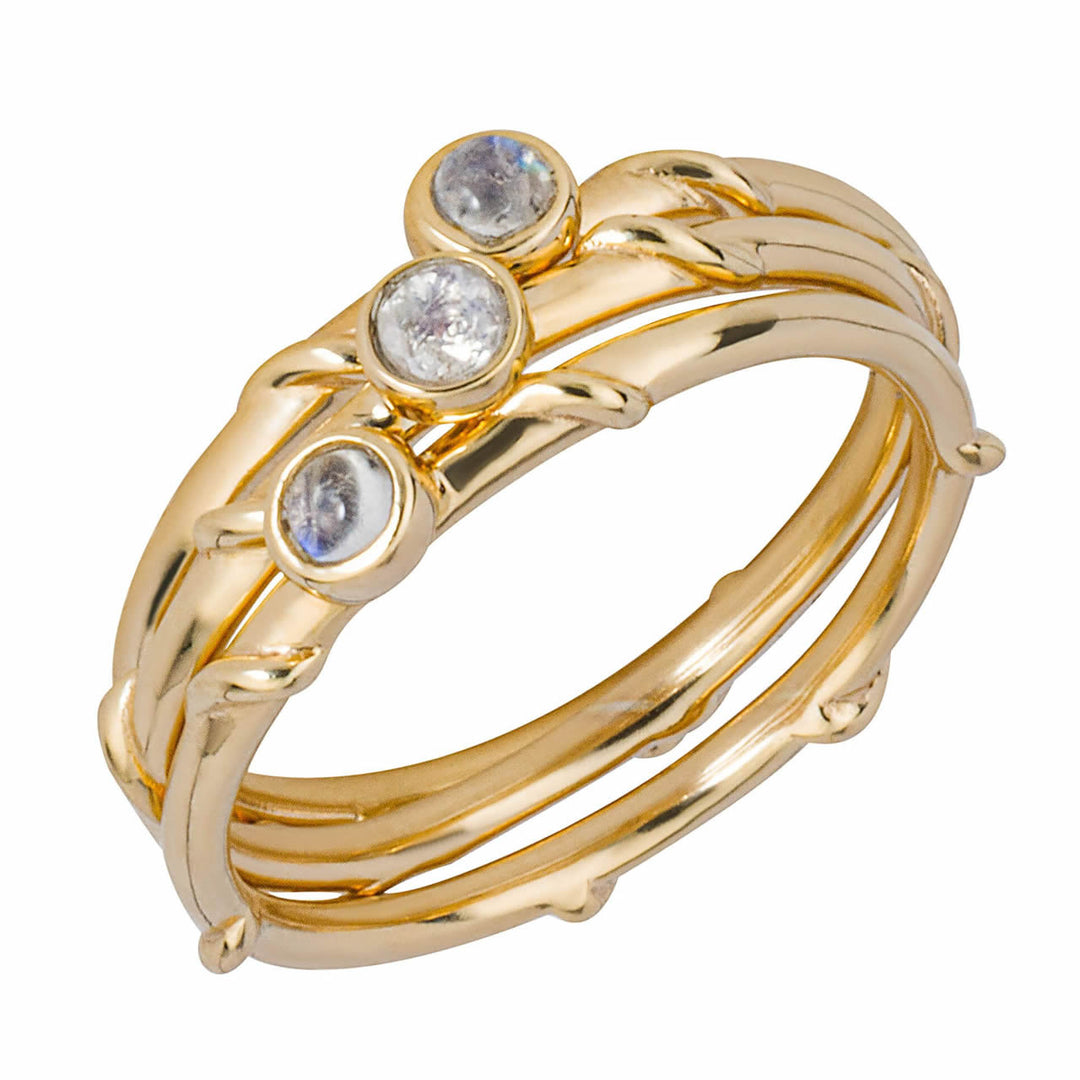18ct Gold Plated Moonstone Stacking Ring Set