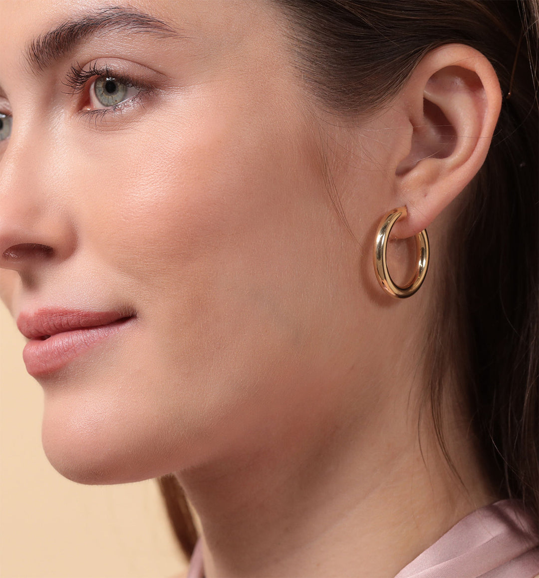 9ct Gold Gold Chunky Hoop Earrings Uk 9ct Gold Thick Tube Hoop