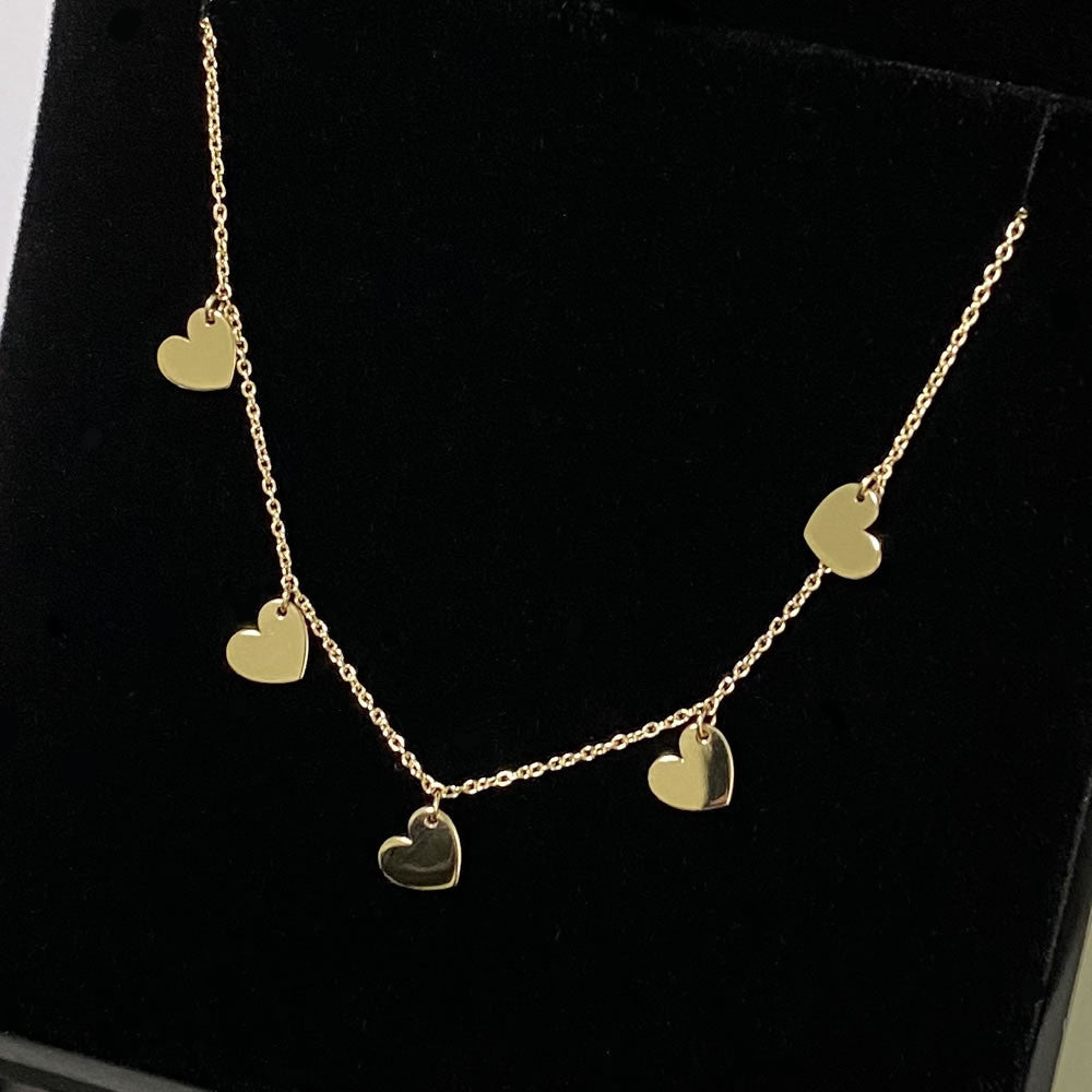 9ct Gold Chain of Hearts Necklace