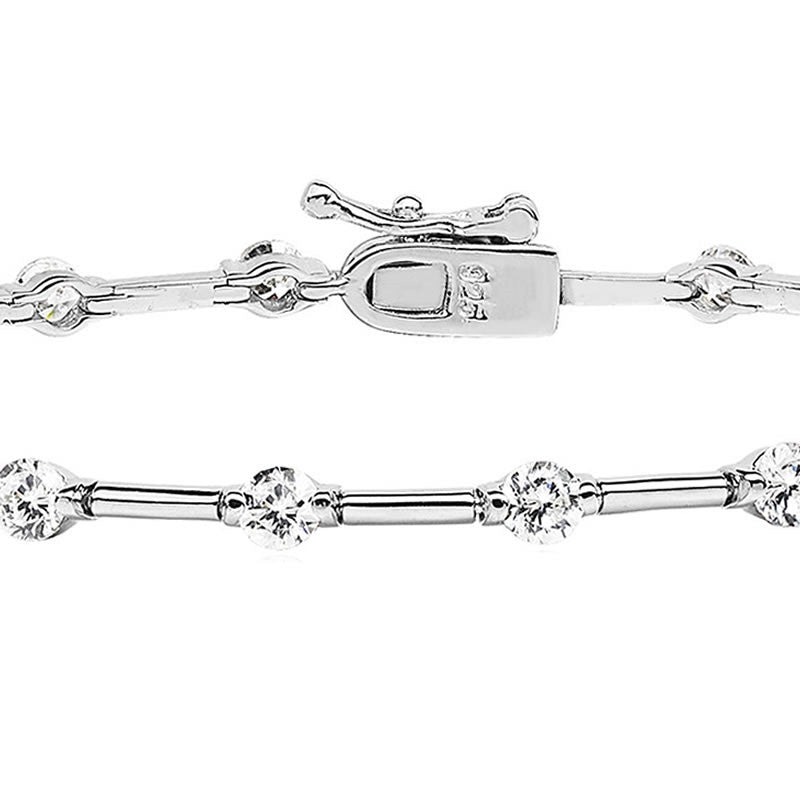 Luminous Silver Bar & Cubic Zirconia Bracelet