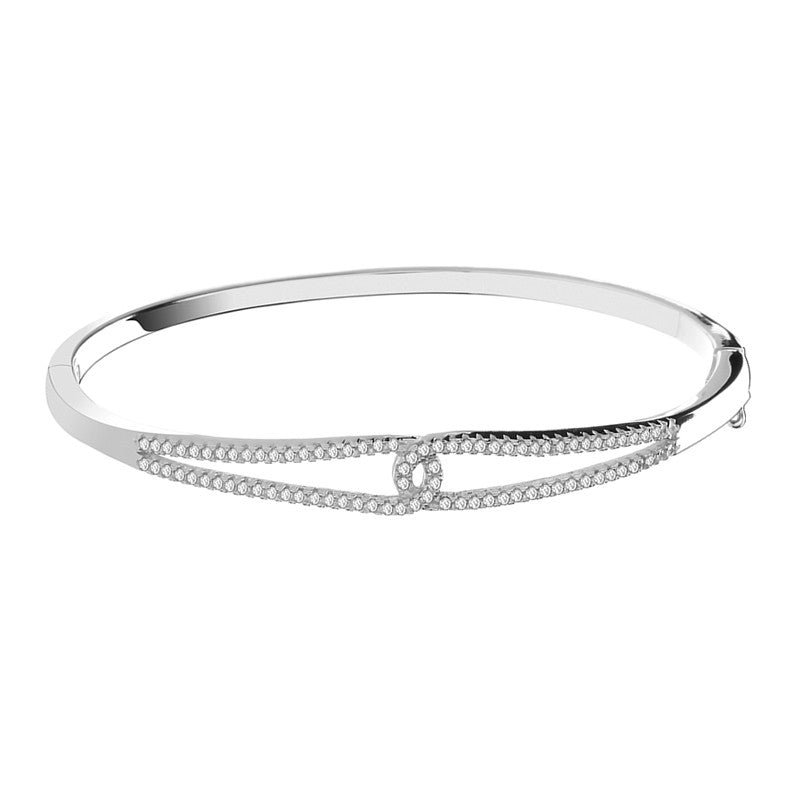 Sterling Silver Cubic Zirconia Interlinked Bangle
