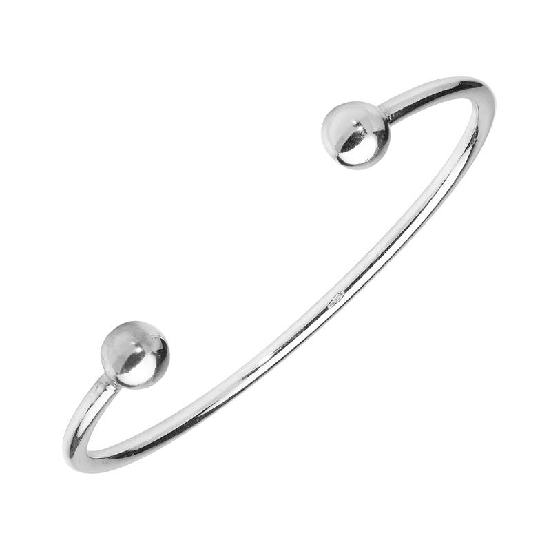 Men's Sterling Silver Small Solid Torque Bangle