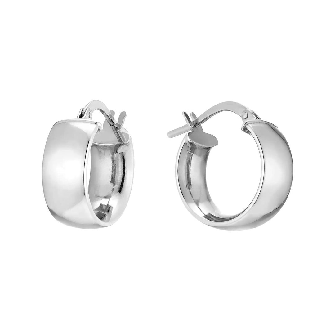 9ct White Gold Small Thick Hoop Earrings