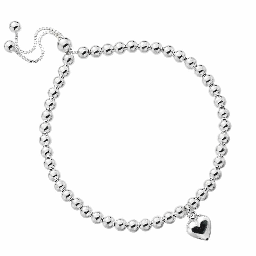 Silver ball bracelet on sale with heart