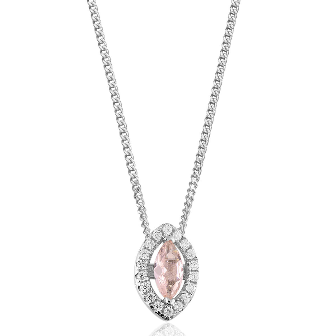 Sterling Silver Pink Marquise Necklace