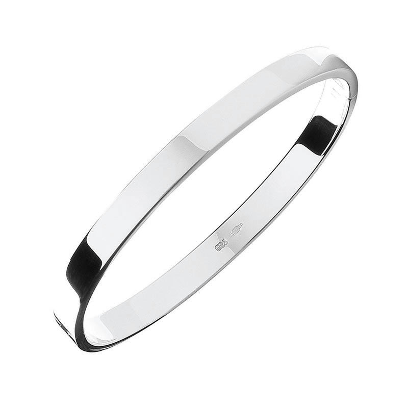 Sterling Silver Solid Oval Hinged Bangle