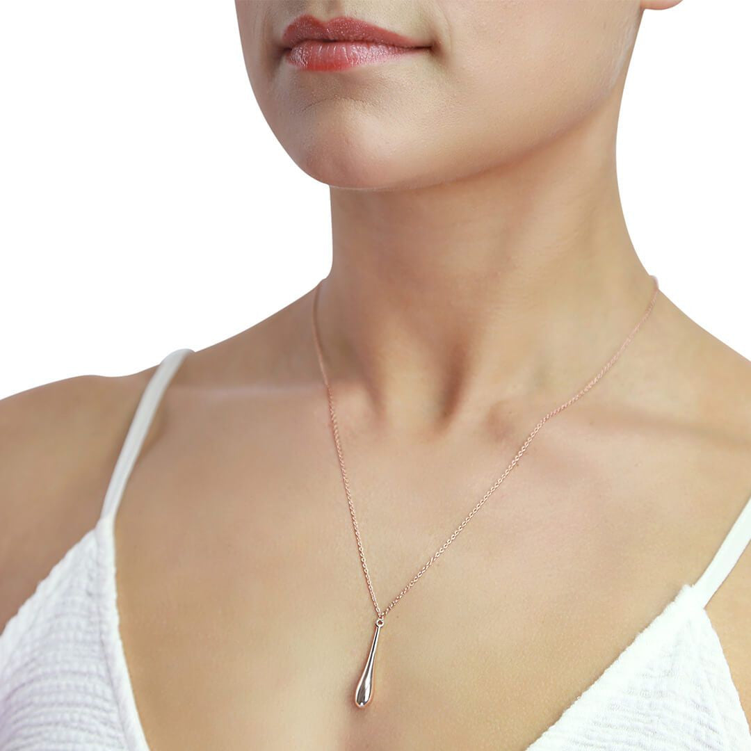 9ct Rose Gold Elongated Teardrop Necklace