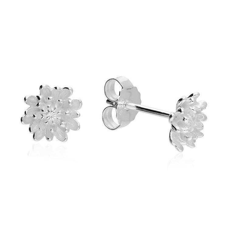 Silver Chrysanthemum Stud Earrings