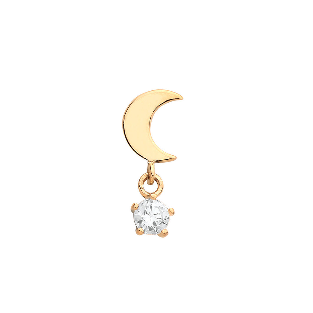9ct Gold Moon Dangle Cartilage Stud Earring