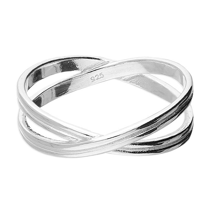 Sterling Silver Crossover Stacking Ring