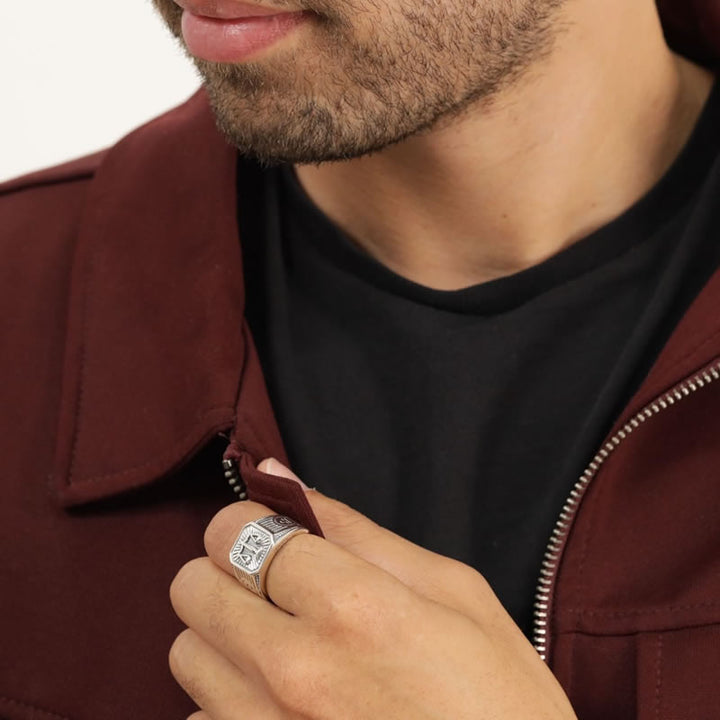 Men's Sterling Silver Libra Signet Ring