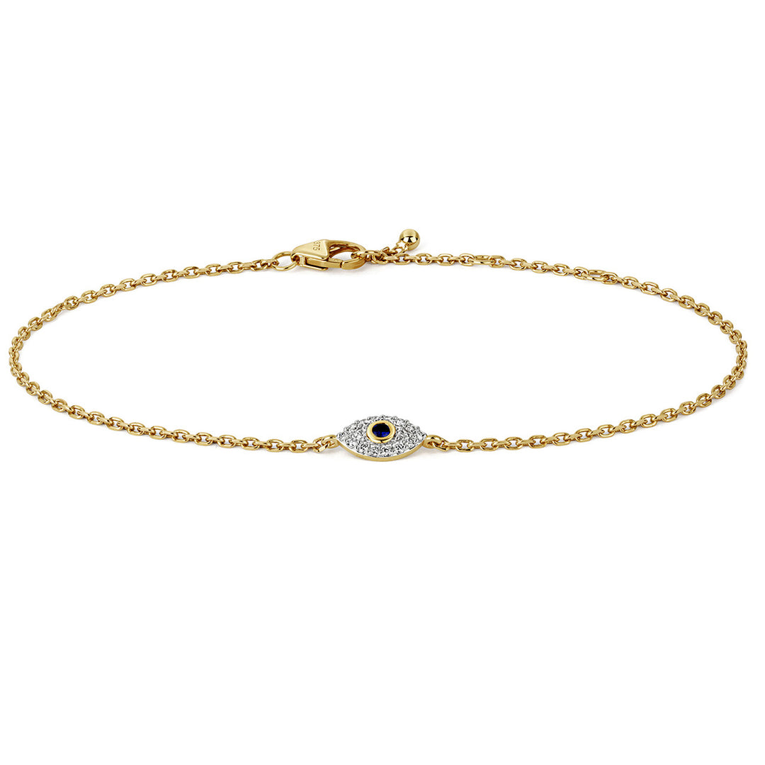 9ct Gold Sapphire & Diamond Evil Eye Bracelet