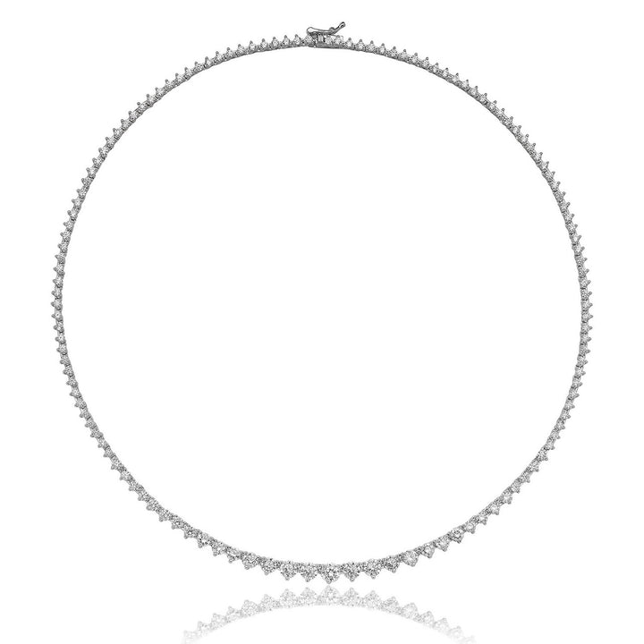 Silver Graduated Cubic Zirconia Tennis Necklace
