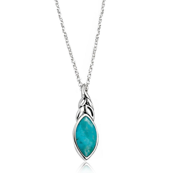 Sterling Silver Turquoise Leaf Pendant