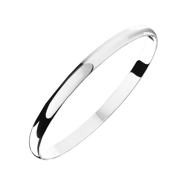 Sterling Silver Solid Plain Bangle 7mm