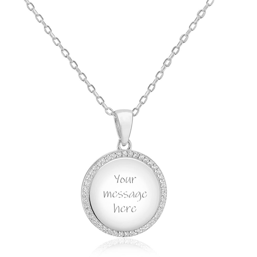 Sterling Silver Personalised Halo Disc Necklace
