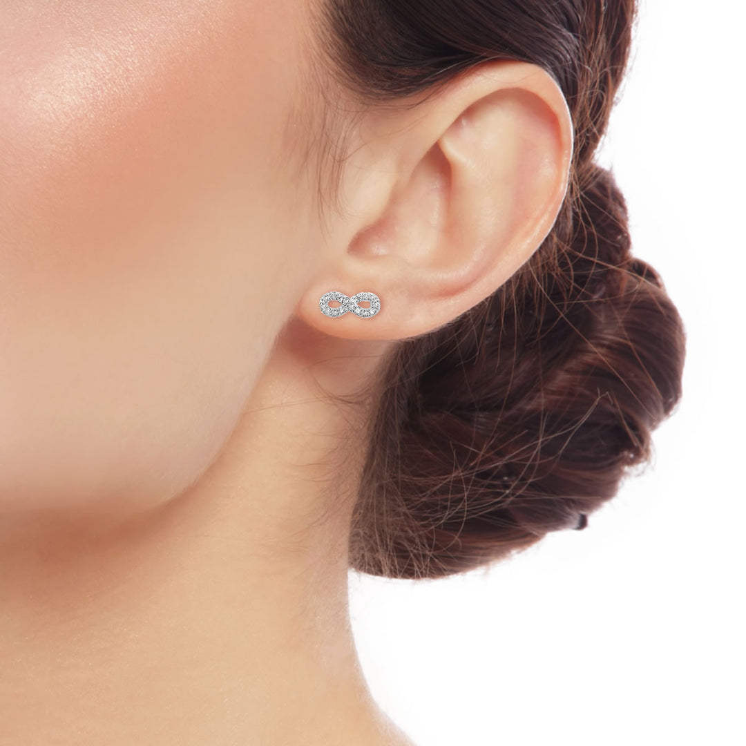 Sterling Silver Cubic Zirconia Infinity Stud Earrings