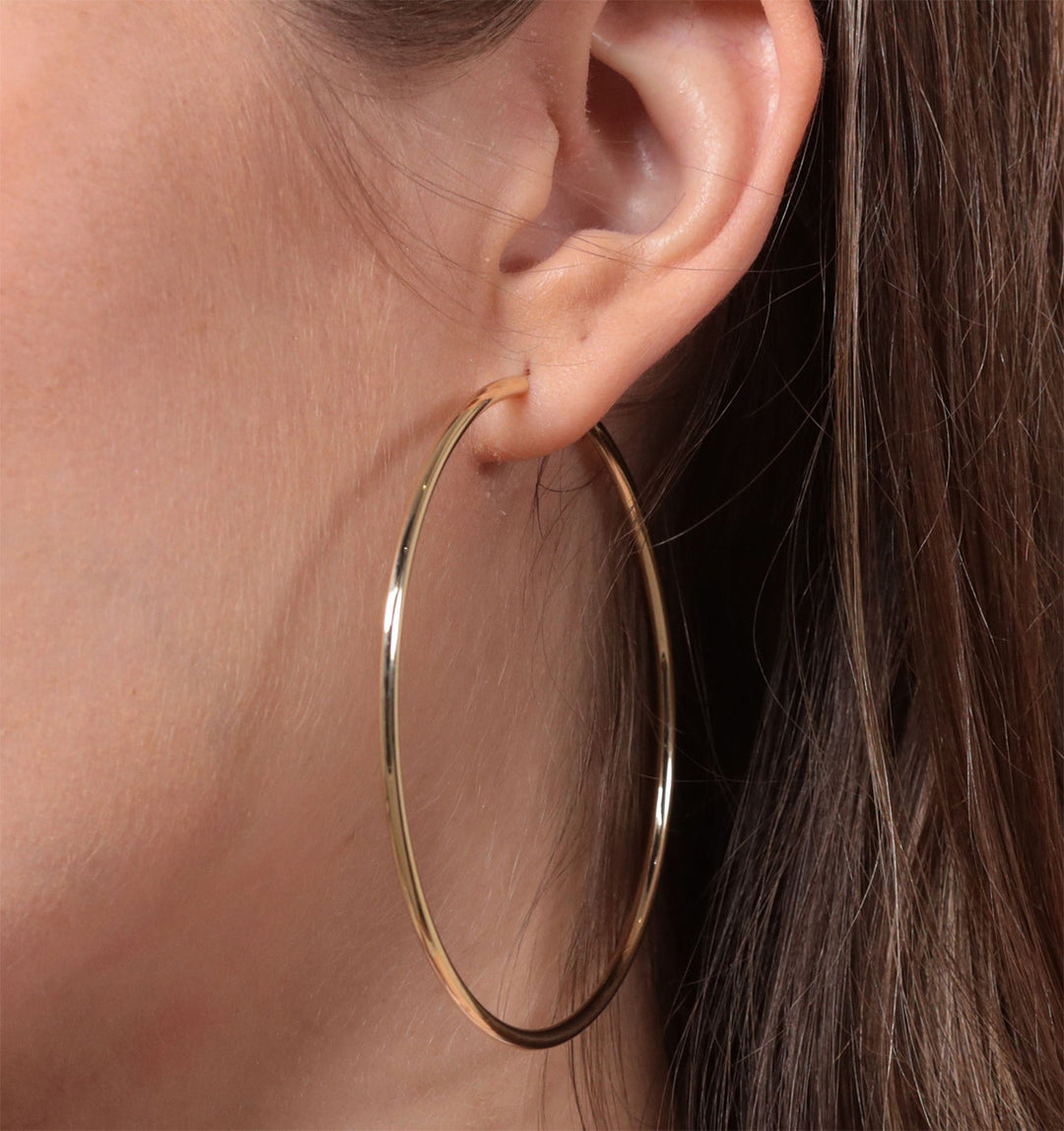 9ct Gold Extra Large Sleeper Hoop Earrings 65mm