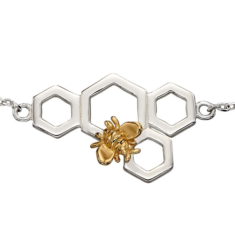 Silver Bee & Honeycomb Bracelet
