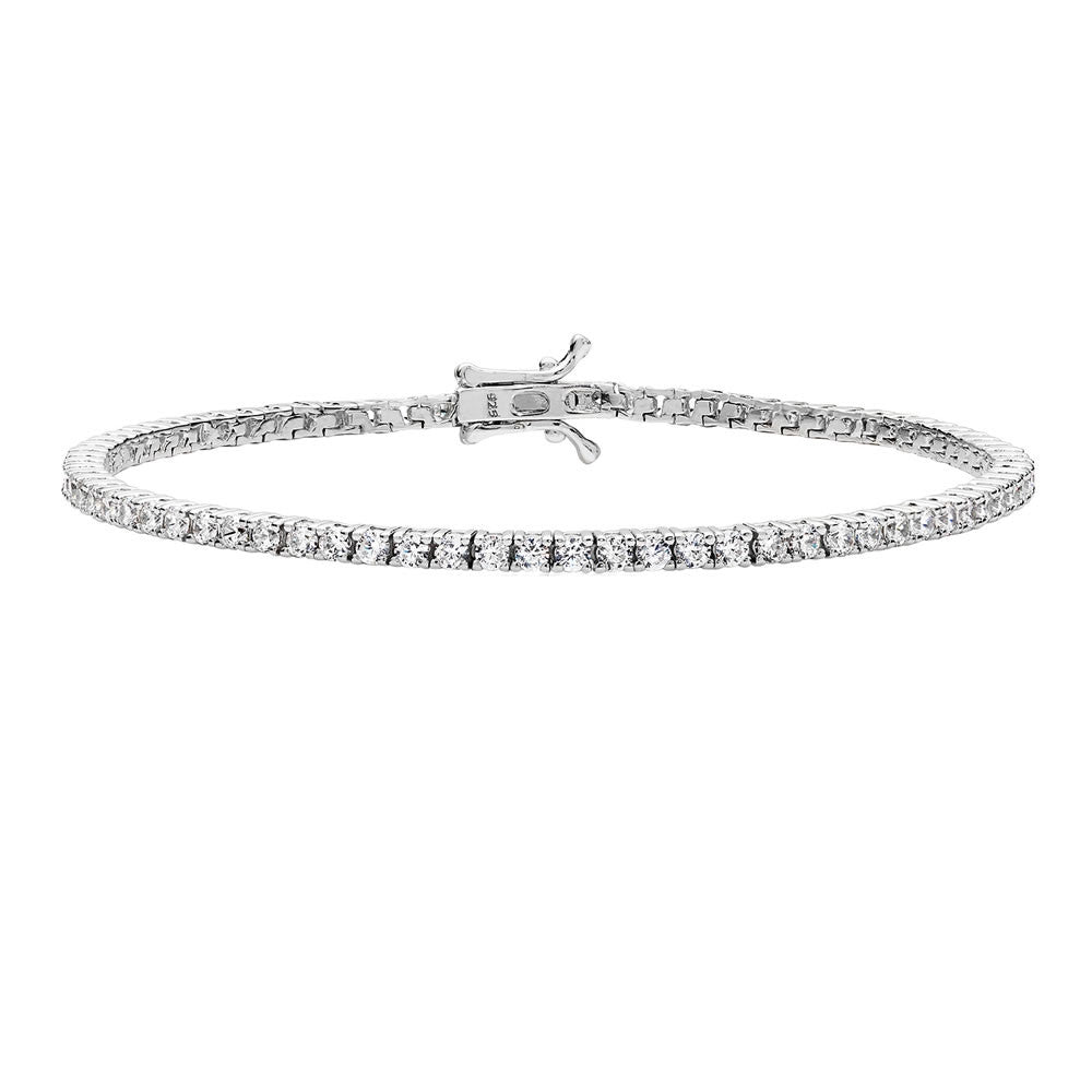 Luminous Silver Cubic Zirconia Tennis Bracelet