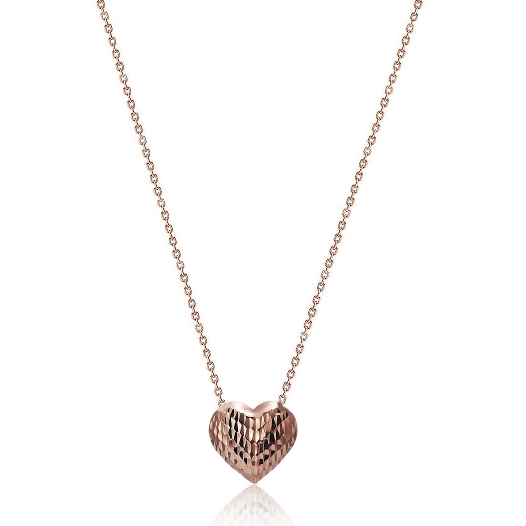 9ct Rose Gold Diamond Cut Heart Slider Necklace
