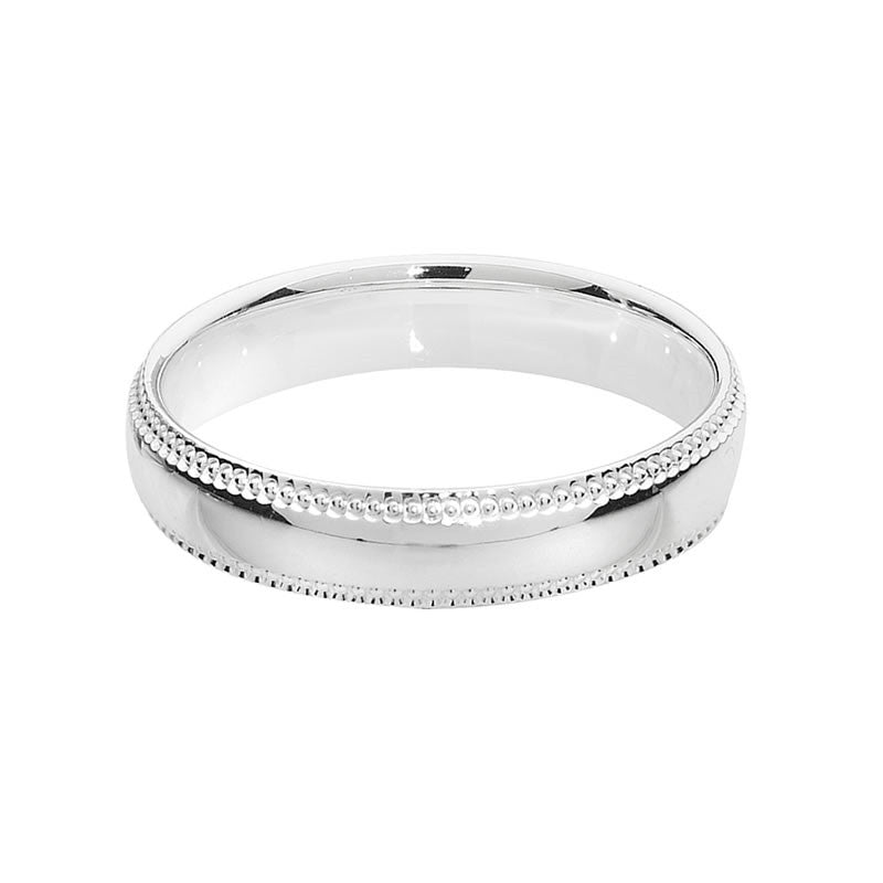 Sterling Silver Milgrain Wedding Band Ring 4mm