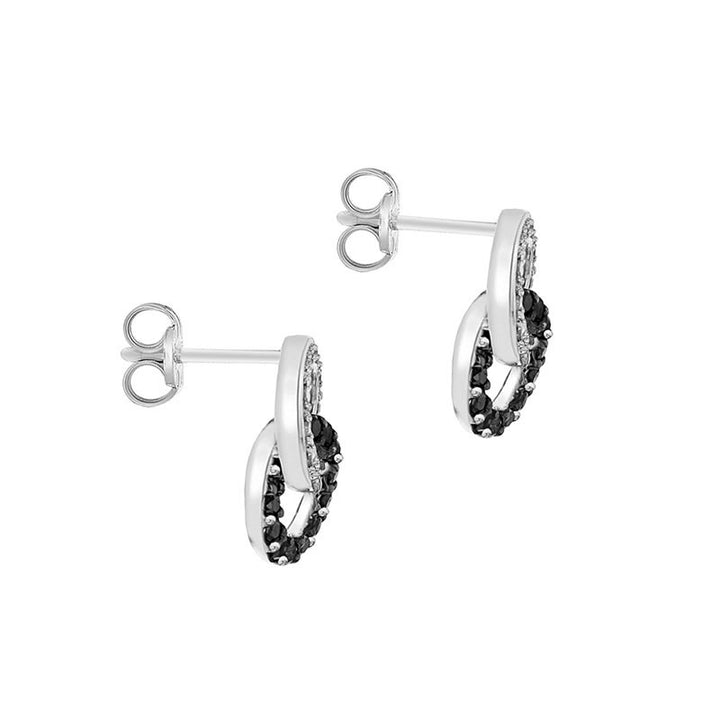 9ct White Gold 0.40ct Black Diamond Circle Earrings