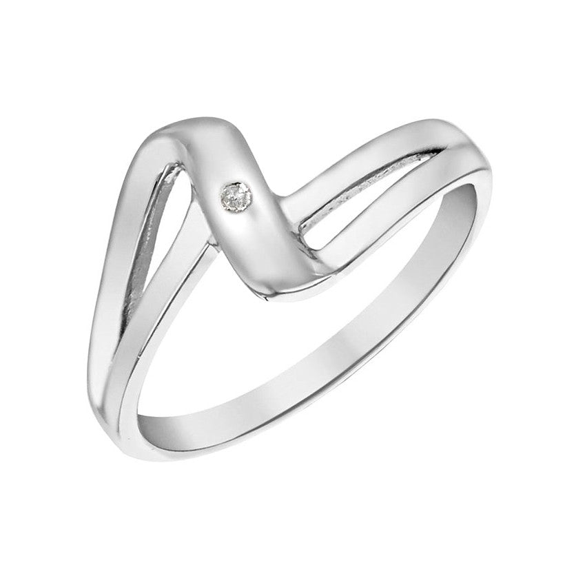 Sterling Silver Diamond Crossover Wave Ring