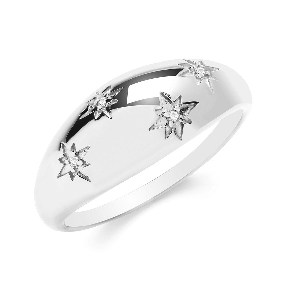 Sterling Silver Sparkling Star Dome Ring
