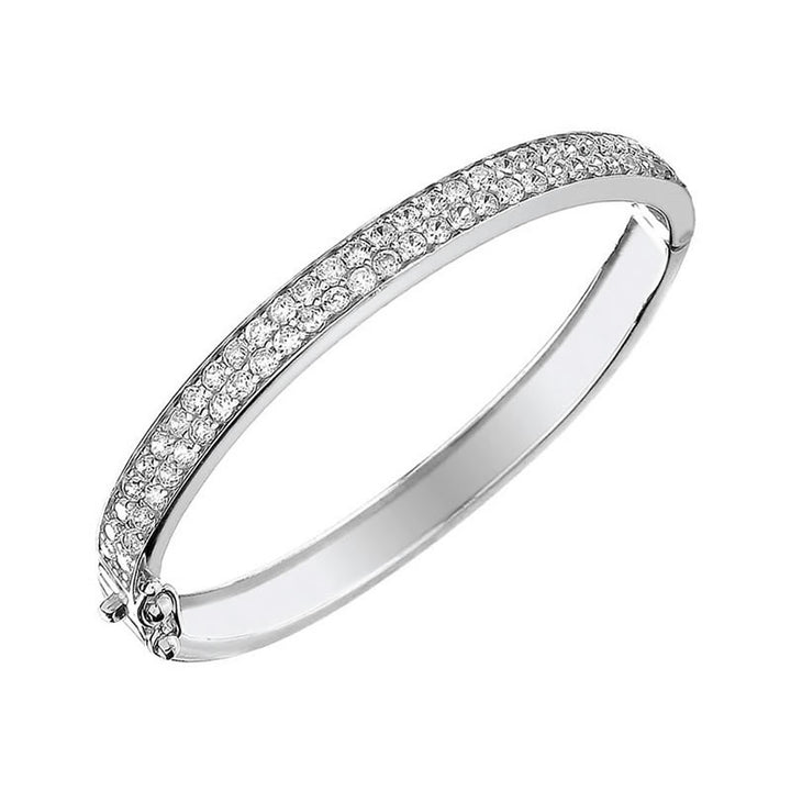 Silver Two Row Cubic Zirconia Baby Bangle