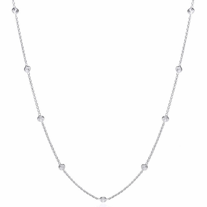 Silver Cubic Zirconia Station Necklace