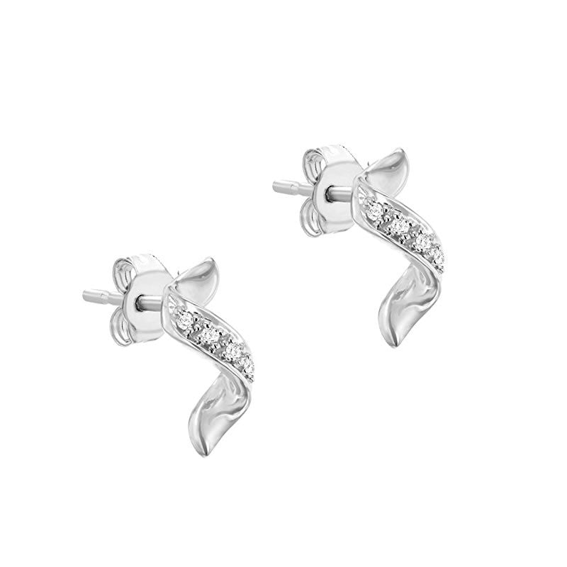 9ct White Gold Diamond Twist Stud Earrings
