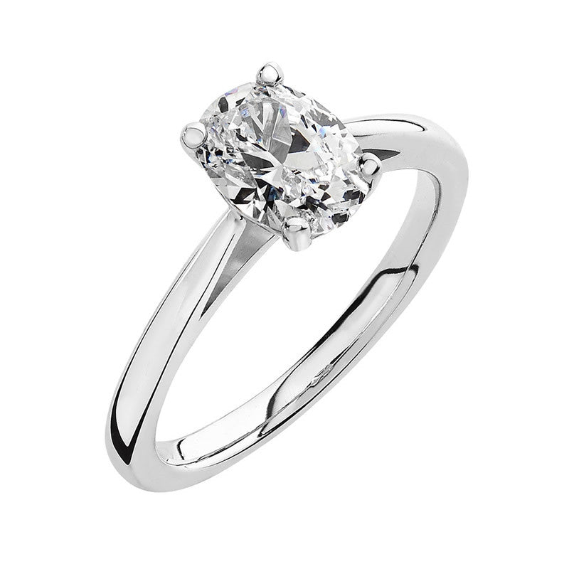Luminous Silver Oval Solitaire Ring
