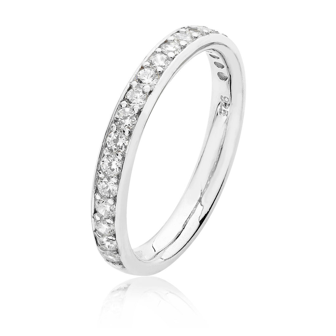 Luminous Silver Cubic Zirconia Half Eternity Ring