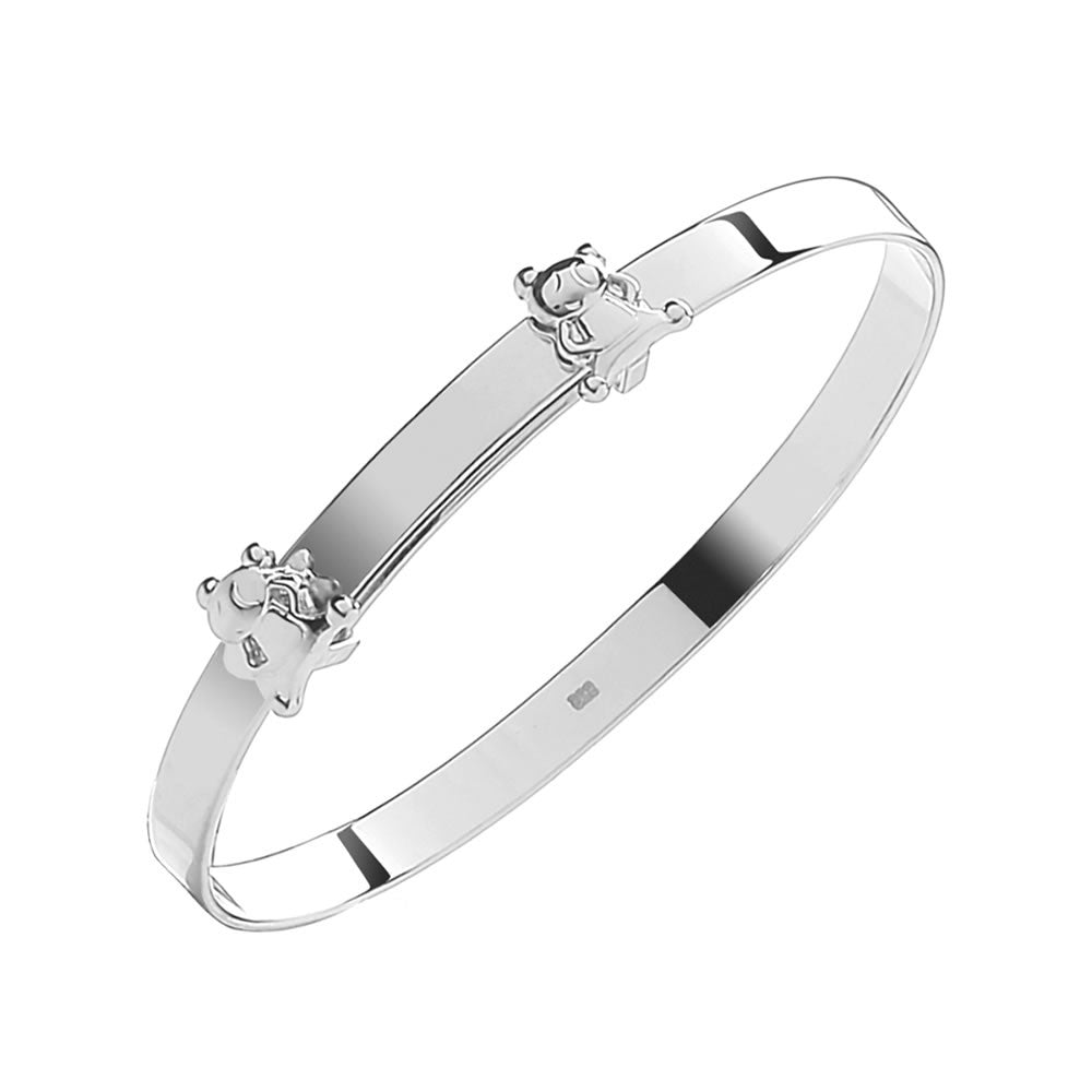 Sterling Silver Teddy Bear Expandable Baby Bangle