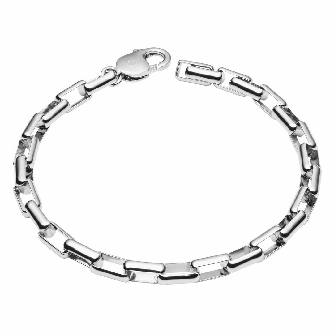 Men's Sterling Silver Platinum Plated Box Link Bracelet – Bijou
